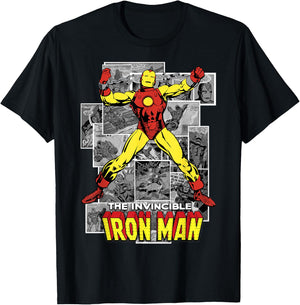 Marvel Avengers Iron Man Comic Panel Portrait T-Shirt - T-Shirt | Black
