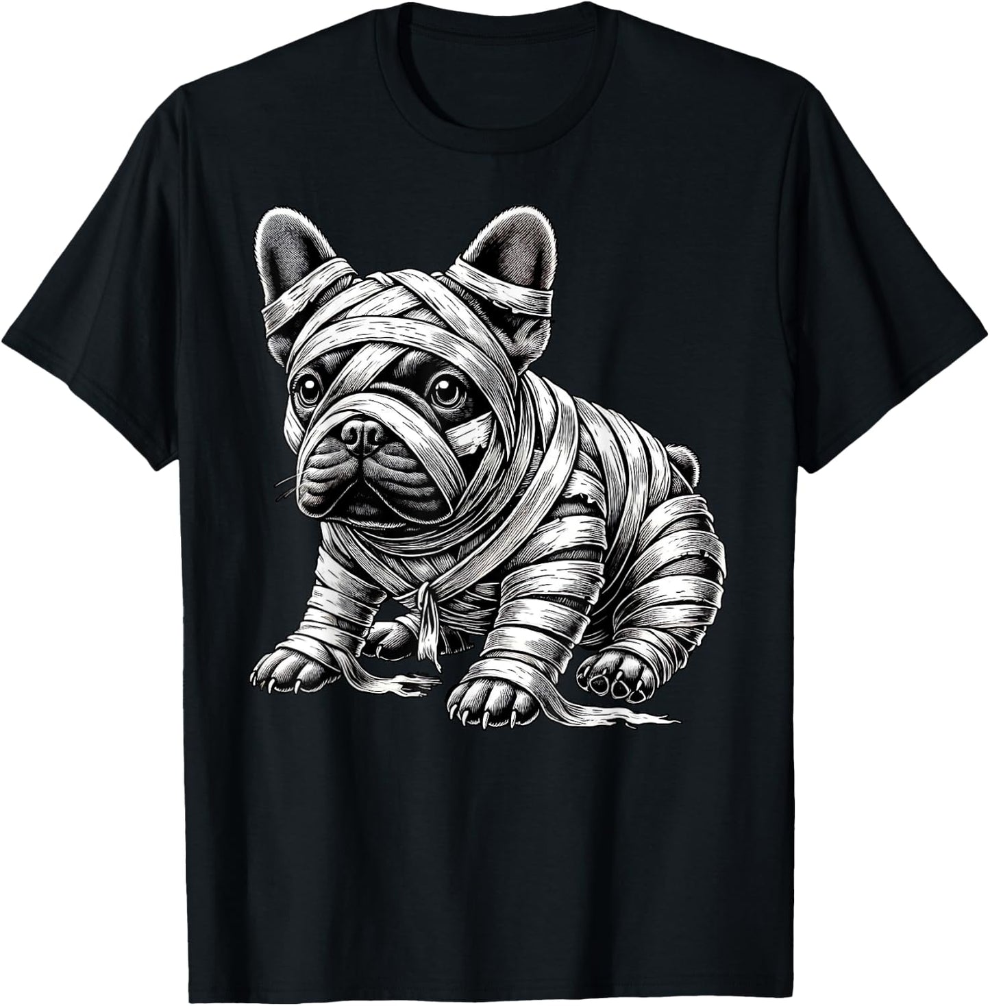Halloween Bulldog Frenchie Mummy Costume Dog Puppy Men Women Kids T-Shirt - T-Shirt | Black