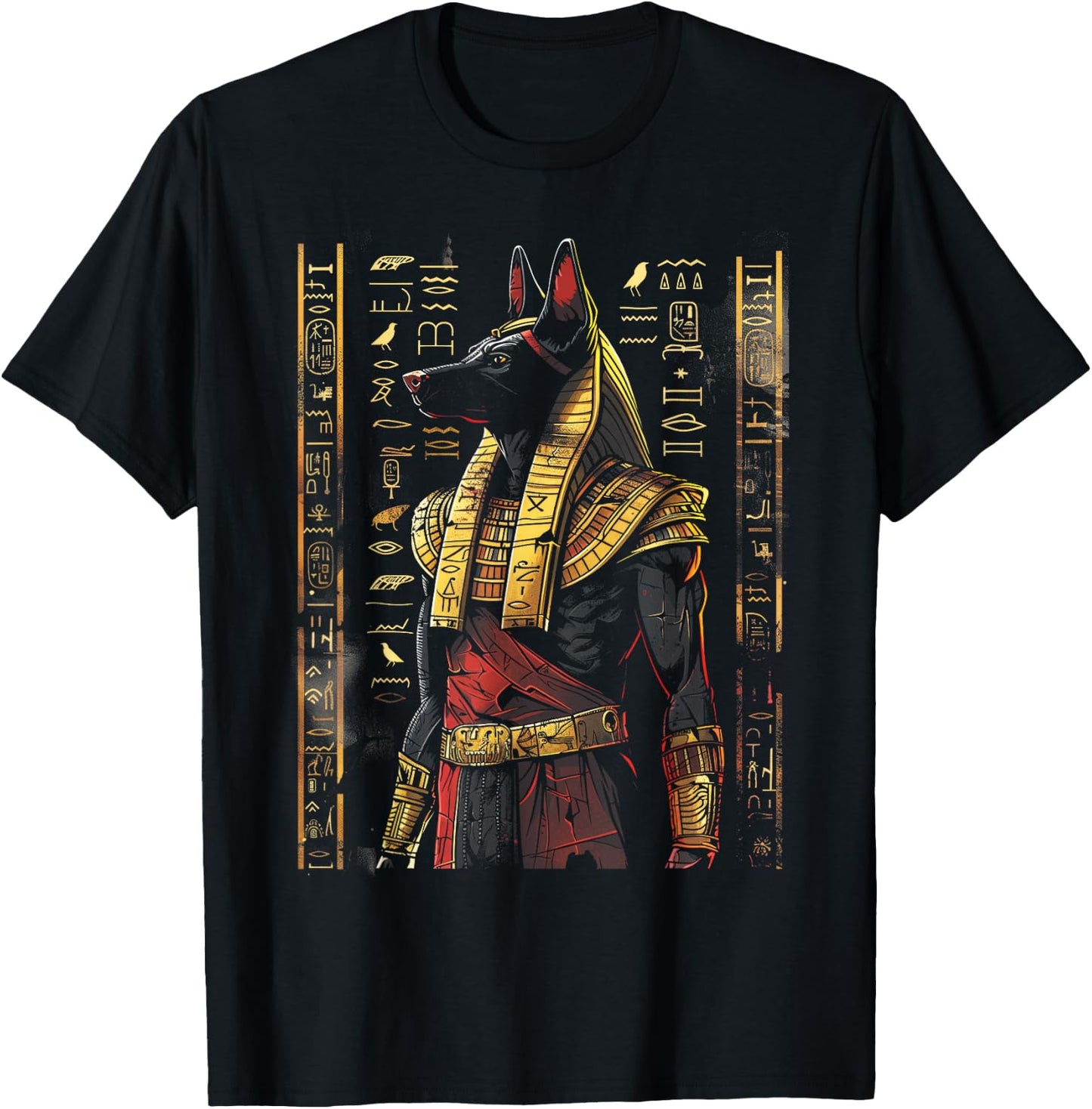 Anubis Egyptian Hieroglyphics Egyptian God T-Shirt - T-Shirt | Black