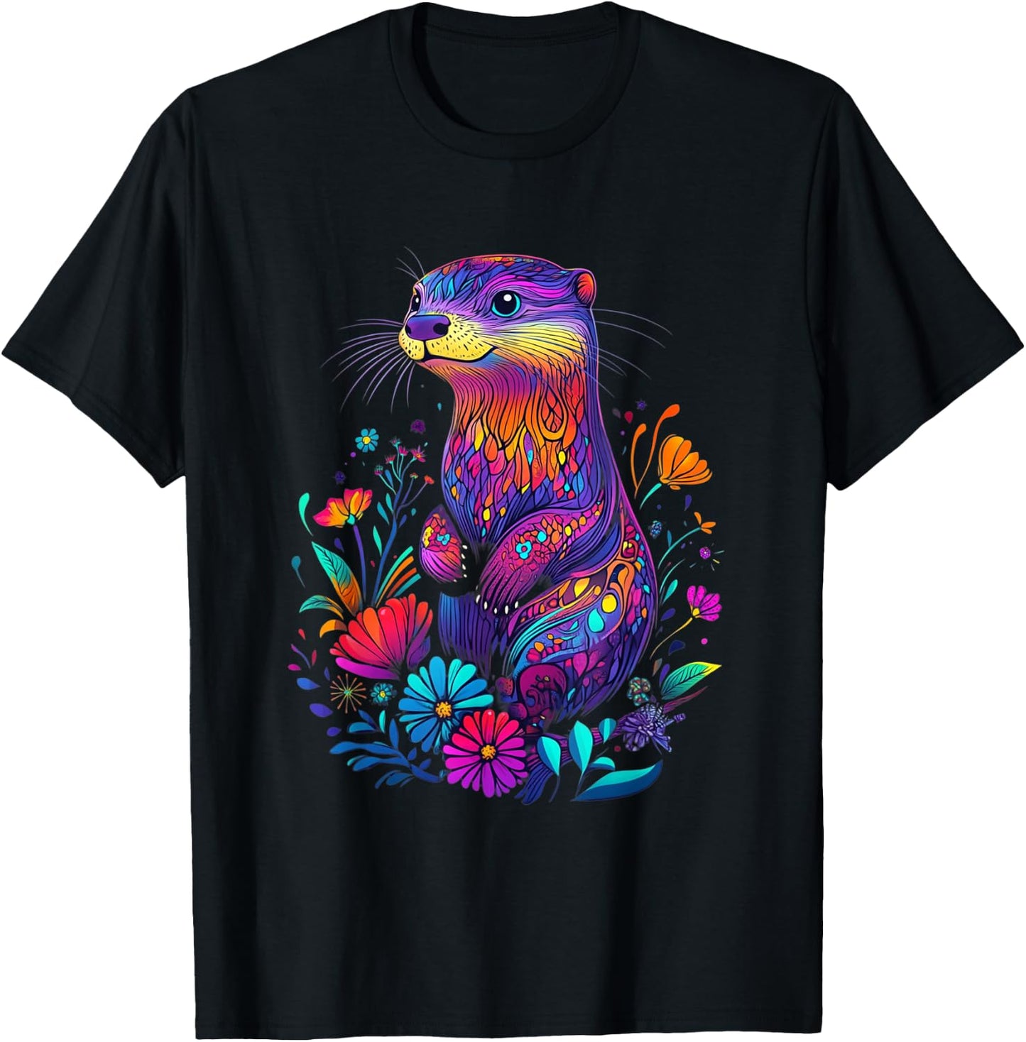 Aesthetic Otter Graphic Cute Otter Women Girls T-Shirt - T-Shirt | Black