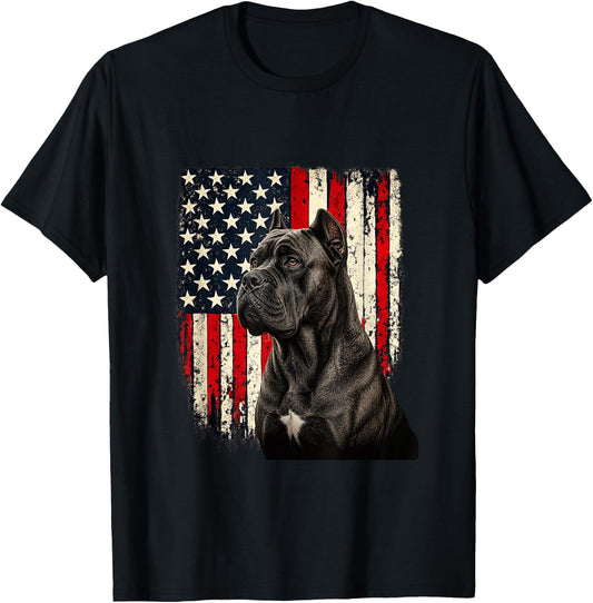 Cane Corso 4th July USA American Flag Cane Corso Lovers T-Shirt - T-Shirt | Black