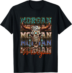 Morgan First Name Longhorn Southern Funny Apparel T-Shirt - T-Shirt | Black
