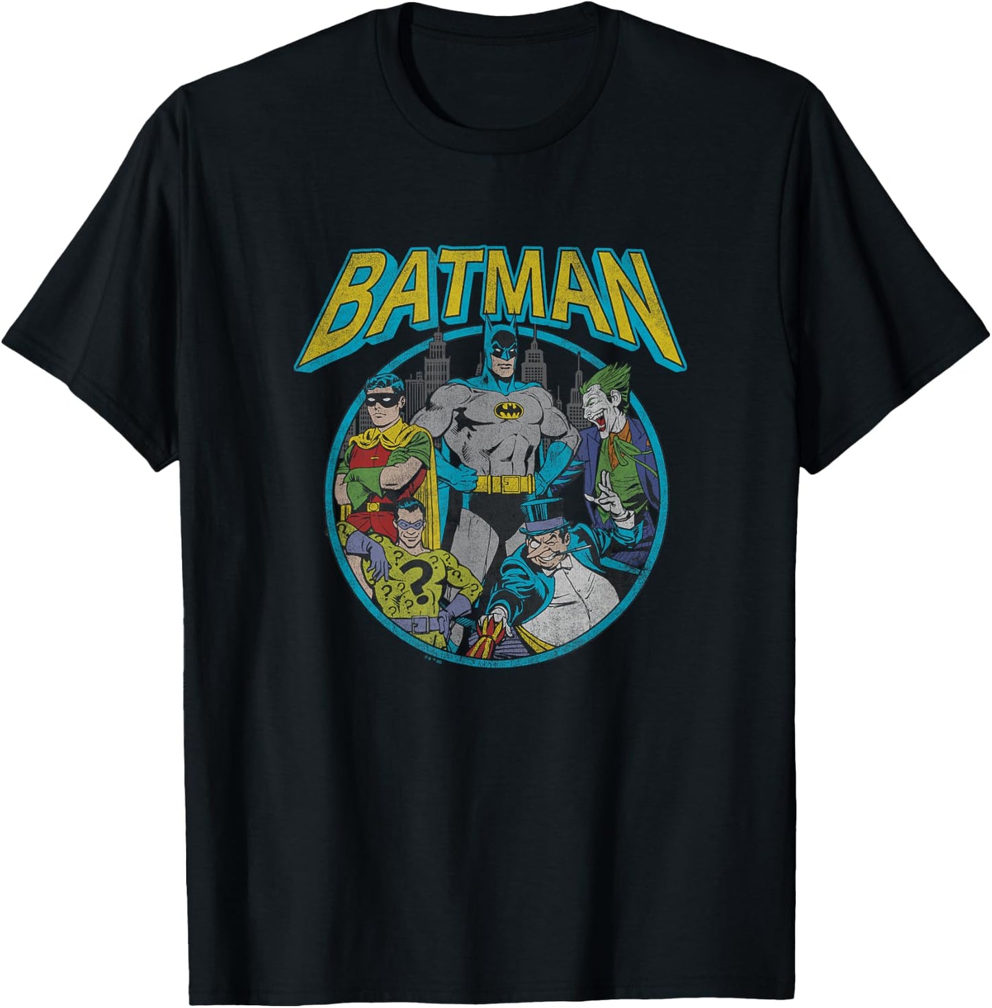 DC Comics Batman Frenemies Vintage Circle Group Shot T-Shirt - T-Shirt | Black