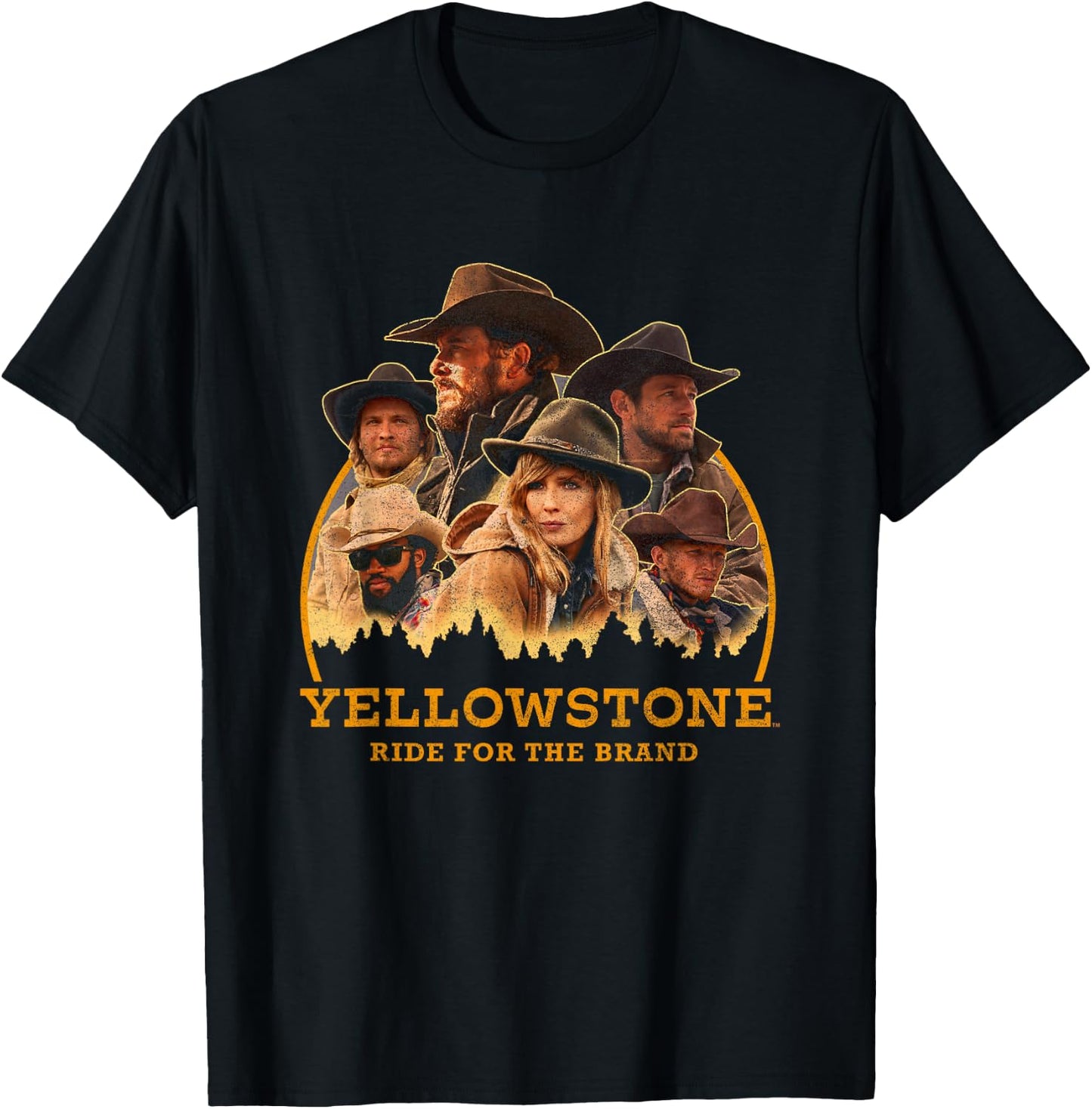 Yellowstone Ride For The Brand Iconic Characters Group Shot , Black, S T-Shirt - T-Shirt | Black