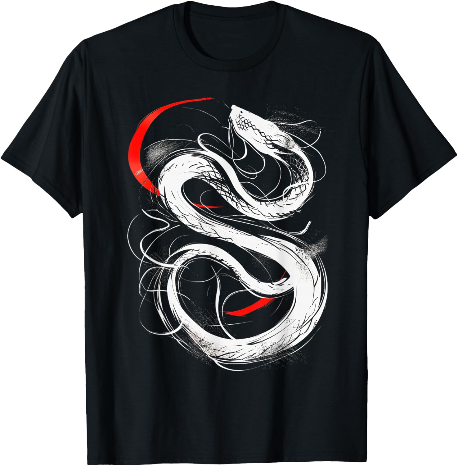 Snake Art Drawing Animal Love Abstract Graphic Snake T-Shirt - T-Shirt | Black