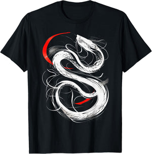 Snake Art Drawing Animal Love Abstract Graphic Snake T-Shirt - T-Shirt | Black