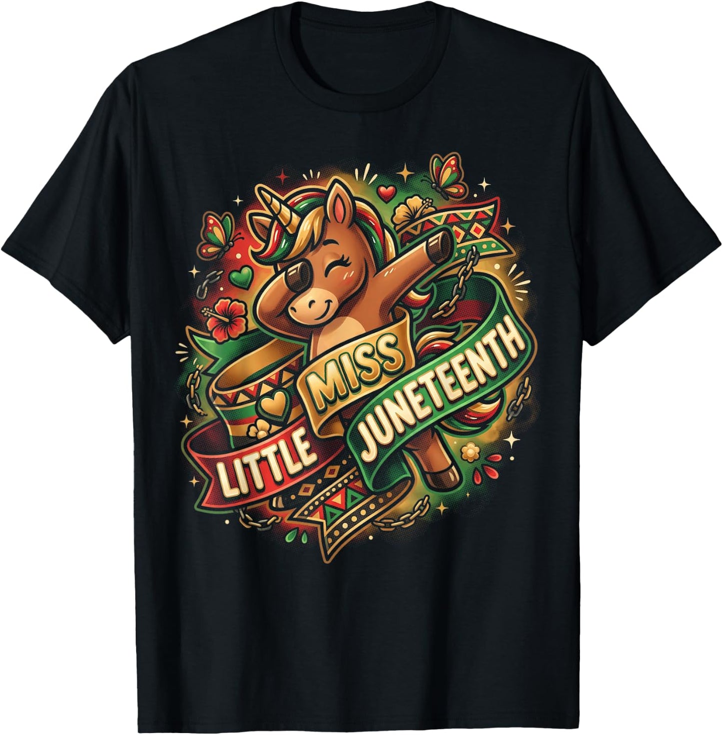 Juneteenth Girls Unicorn Birthday 1865 Kids T-Shirt - T-Shirt | Black