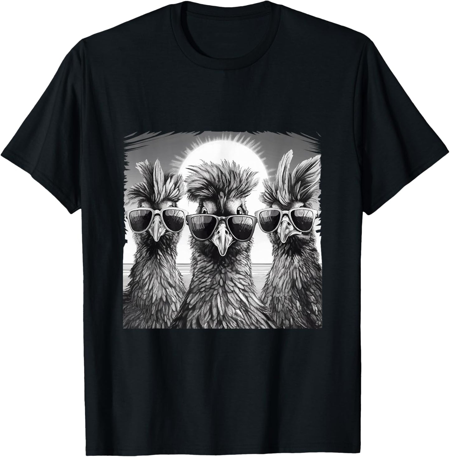Cool Chickens with Sunglasses Farmer Farmers Rooster & Hens , black T-Shirt - T-Shirt | Black