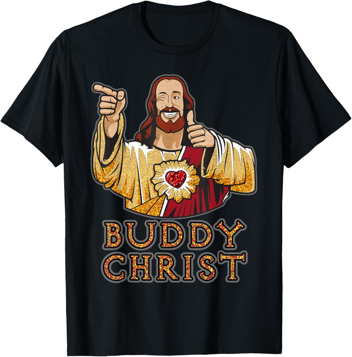 Kevin Smith View Askewniverse Buddy Christ Got Golden Wow , Black, S T-Shirt - T-Shirt | Black