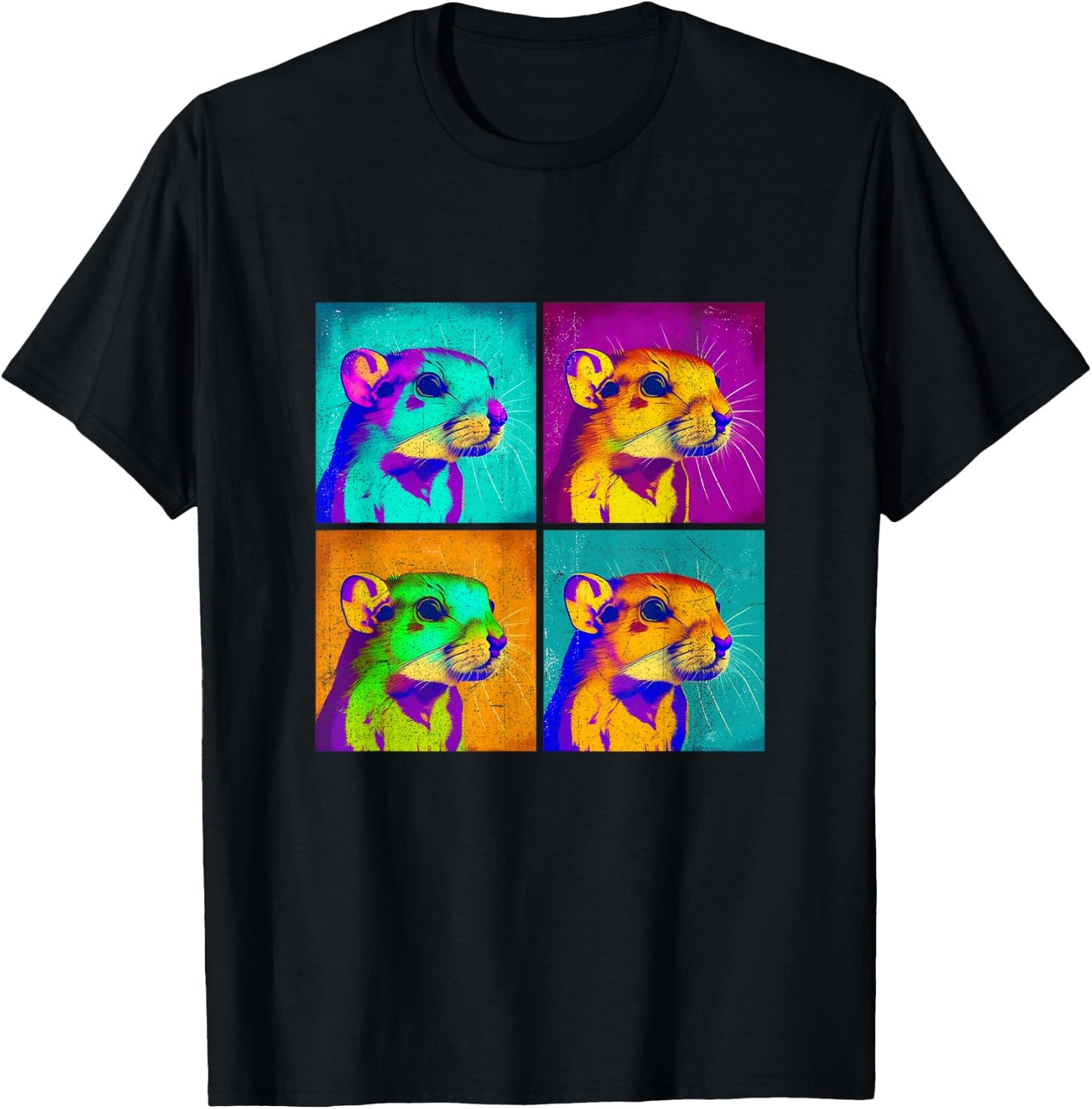 Kangaroo Rat Pop Art Design Illustration Colorful Animal Men T-Shirt - T-Shirt | Black