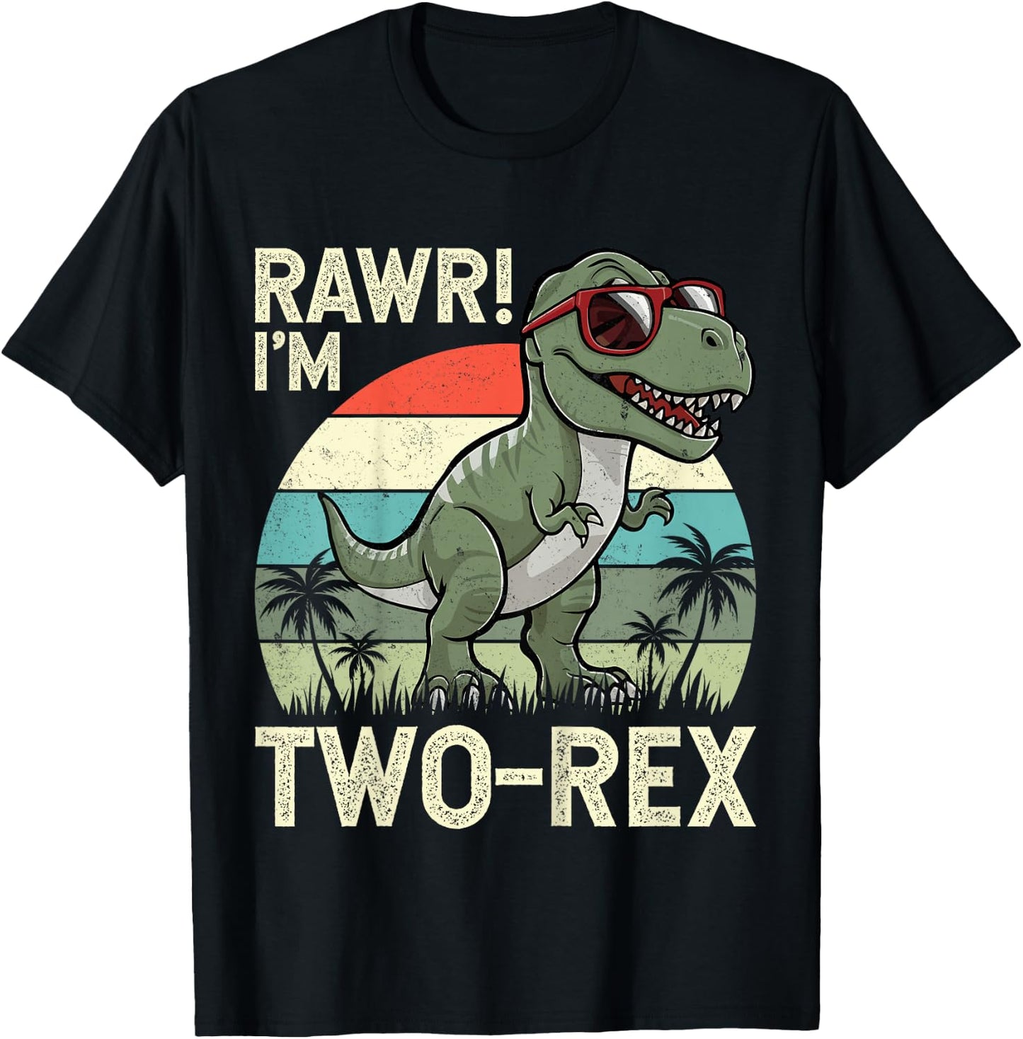 Rawr I'm Two-Rex Dinosaur 2nd Birthday Kids 2 Years Old T-Shirt - T-Shirt | Black