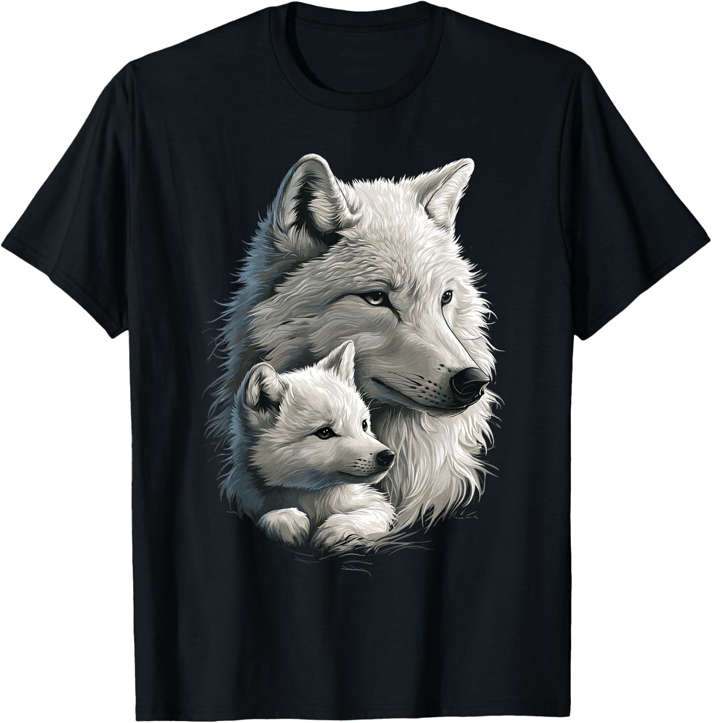 Wolf und Wolfswelpe Herren Wolfsliebhaber Mädchen Damen Wolf T-Shirt - T-Shirt | Black