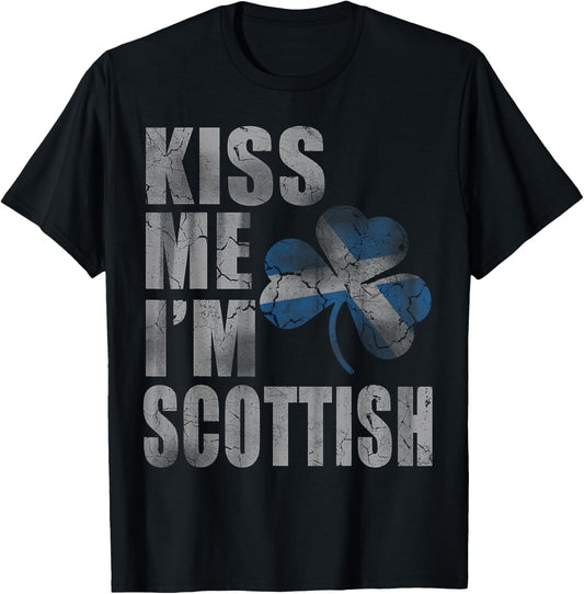 Kiss Me I'm Scottish Irish St Patrick's Day Men Women Kids T-Shirt - T-Shirt | Black