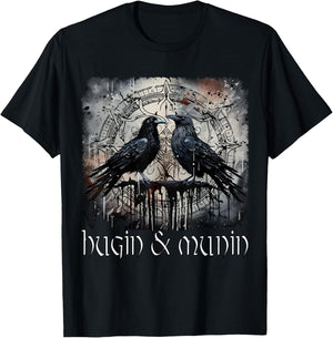 Hugin & Munin die Raben Odins Wikinger Nordische Mythologie T-Shirt - T-Shirt | Black