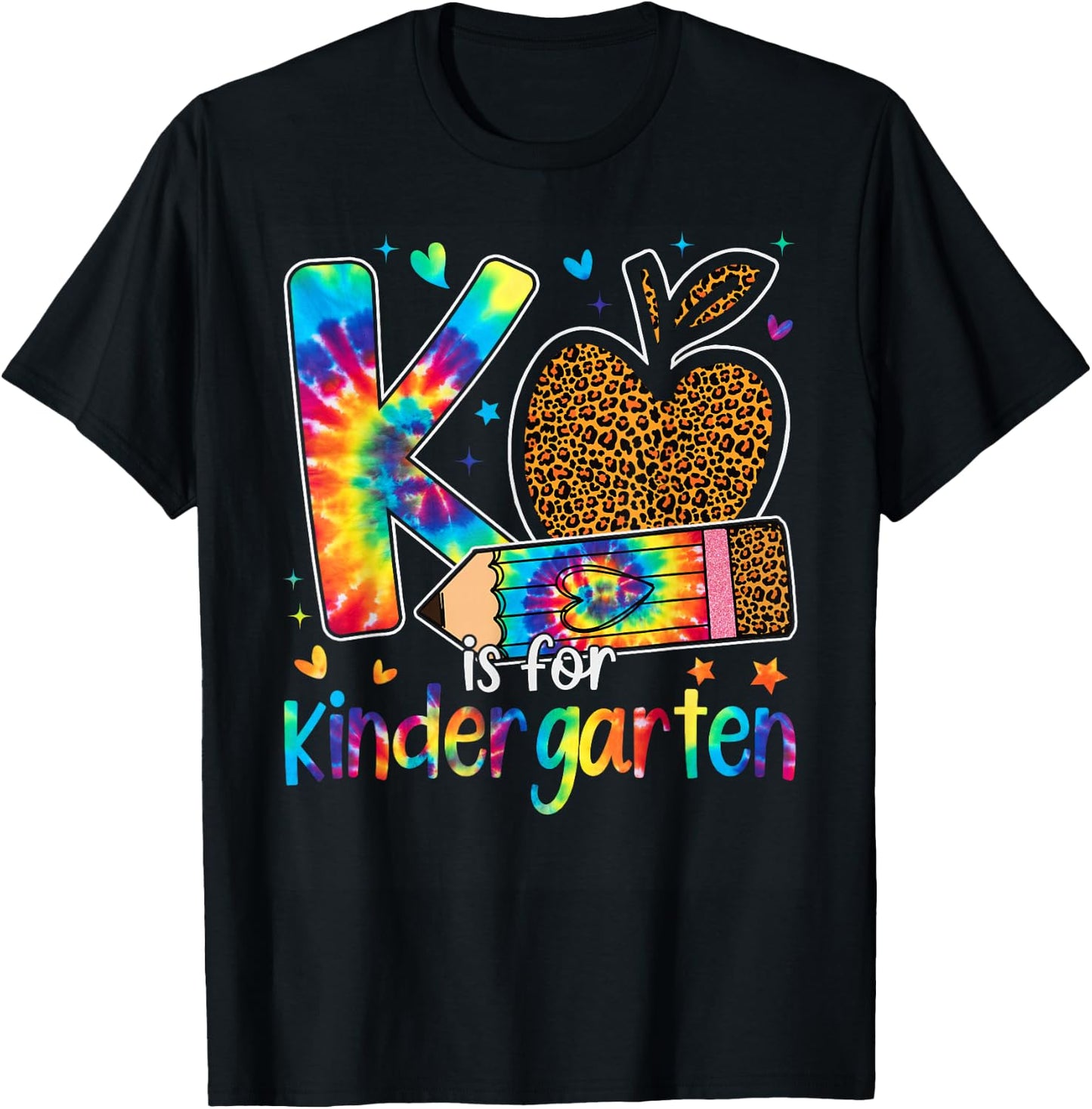 K Is For Kindergarten Teacher Leopard Back To School T-Shirt - T-Shirt | Black