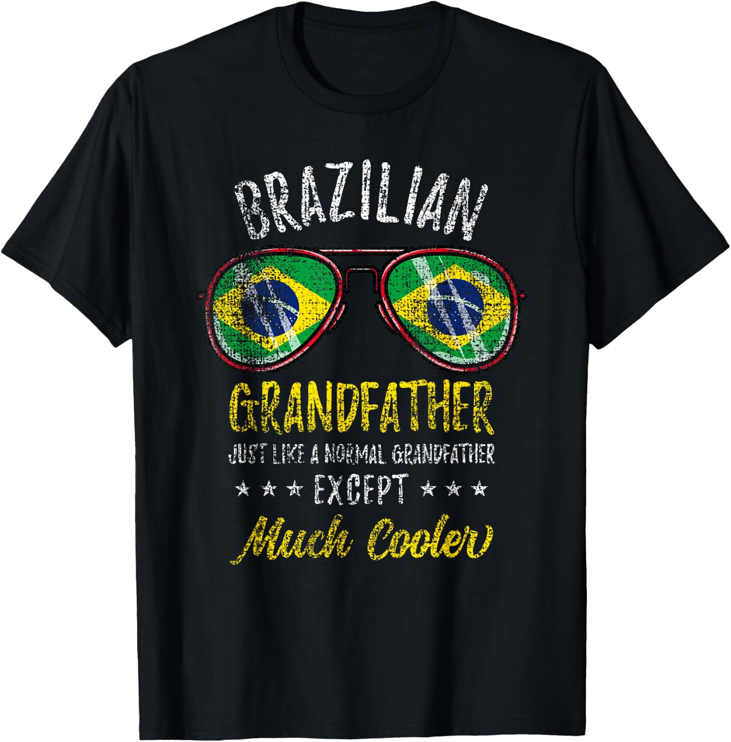 Brazilian Grandfather Sunglasses Brazilian Family Vintage T-Shirt - T-Shirt | Black
