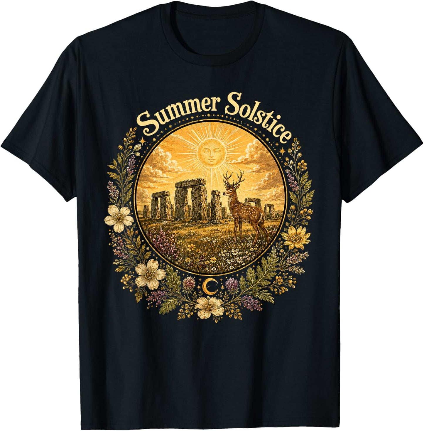 Summer Solstice Litha Midsummer Abundance & Growth Pagan T-Shirt - T-Shirt | Black