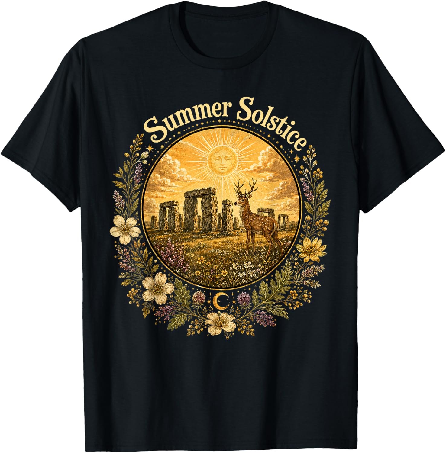 Summer Solstice Litha Midsummer Abundance & Growth Pagan T-Shirt - T-Shirt | Black