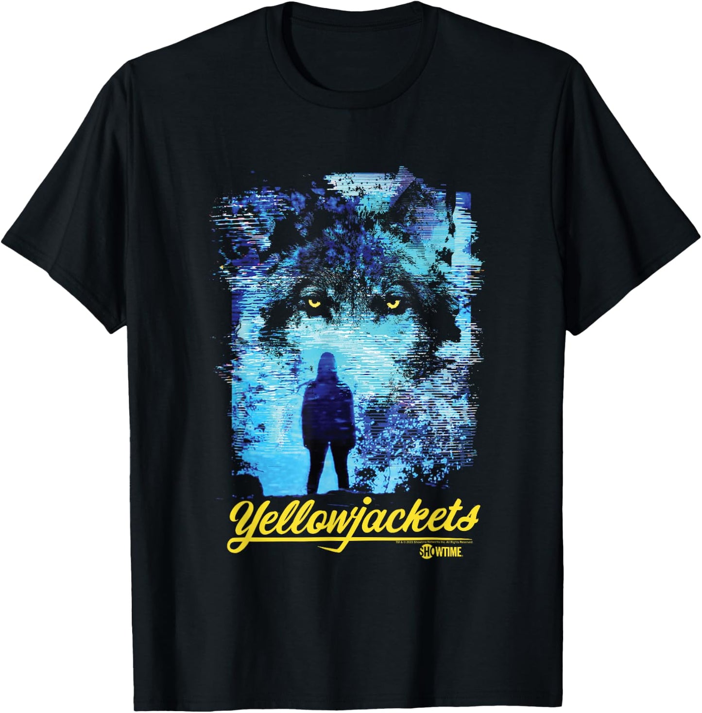 Yellowjackets Distorted Wolf with Logo T-Shirt - T-Shirt | Black