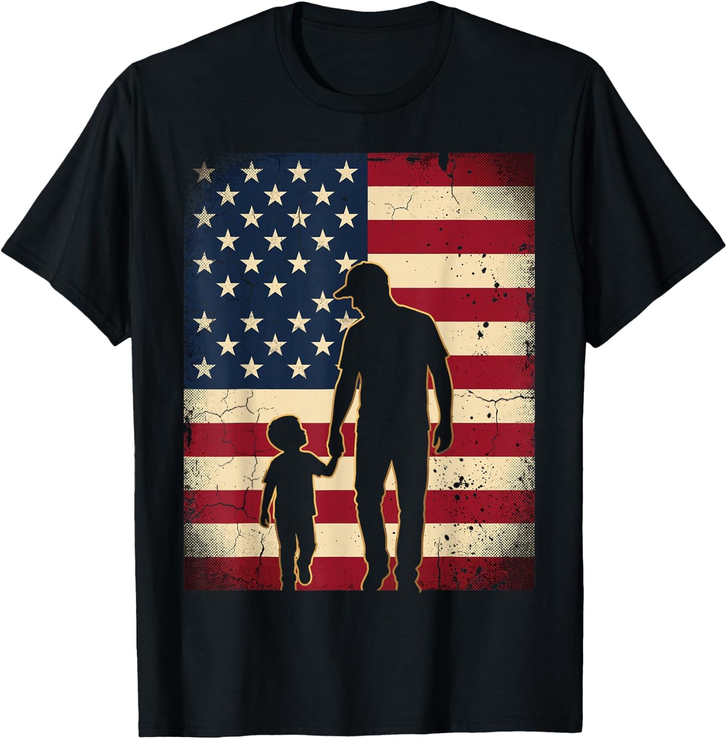 Father Son USA American Flag Patriotic Dads Family Boys Men T-Shirt - T-Shirt | Black