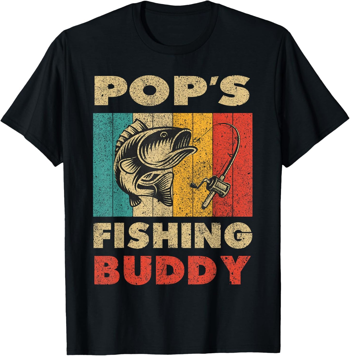 Funny Fishing Pop's Fishing Buddy Vintage Fishing T-Shirt - T-Shirt | Black