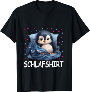 Penguin Official Sleep Shirt Cute Penguin Pyjamas Shirt, black T-Shirt - T-Shirt | Black