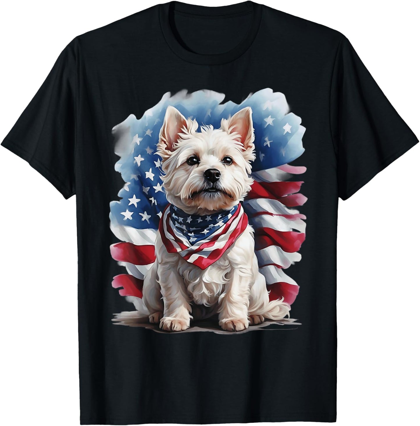 Patriotic West Highland Terrier Westie lovers delight T-Shirt - T-Shirt | Black