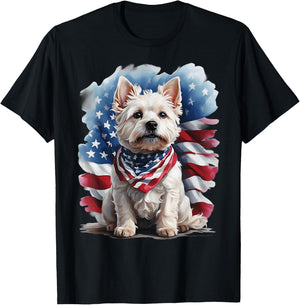 Patriotic West Highland Terrier Westie lovers delight T-Shirt - T-Shirt | Black