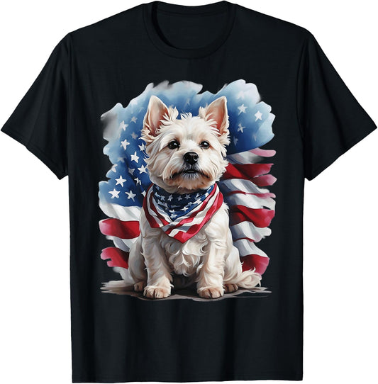 Patriotic West Highland Terrier Westie lovers delight T-Shirt - T-Shirt | Black