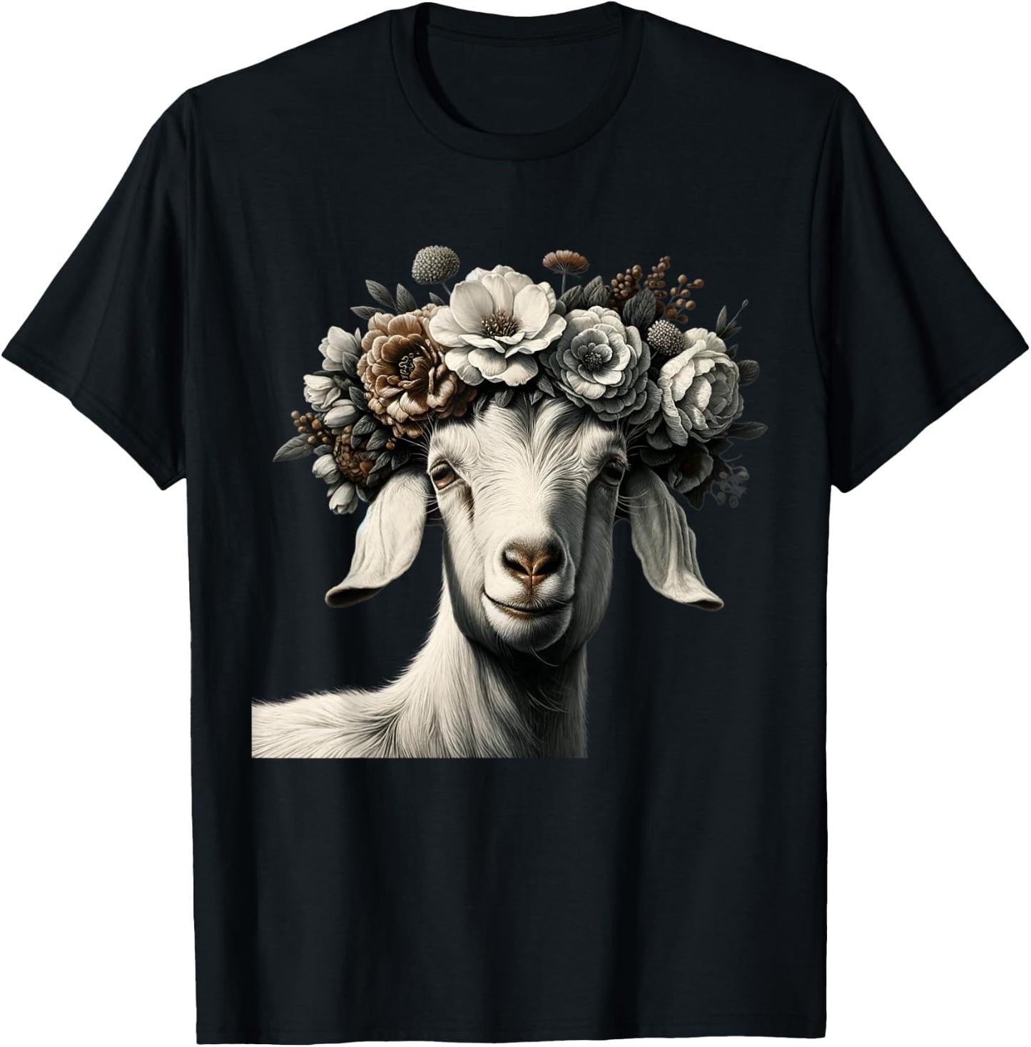 Boer goat with flower boar goats T-Shirt - T-Shirt | Black