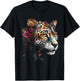 Leopard Blumen Kunst - Tier Leopard T-Shirt - T-Shirt | Black