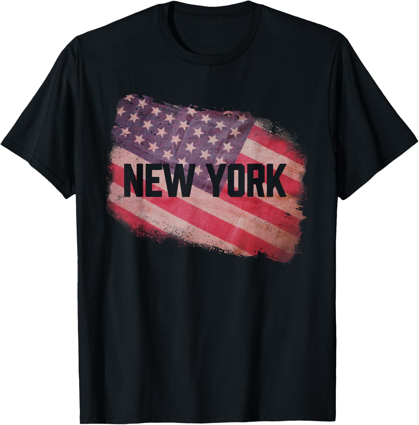 New York USA American Old Glory Flag Vintage US Souvenir , black T-Shirt - T-Shirt | Black