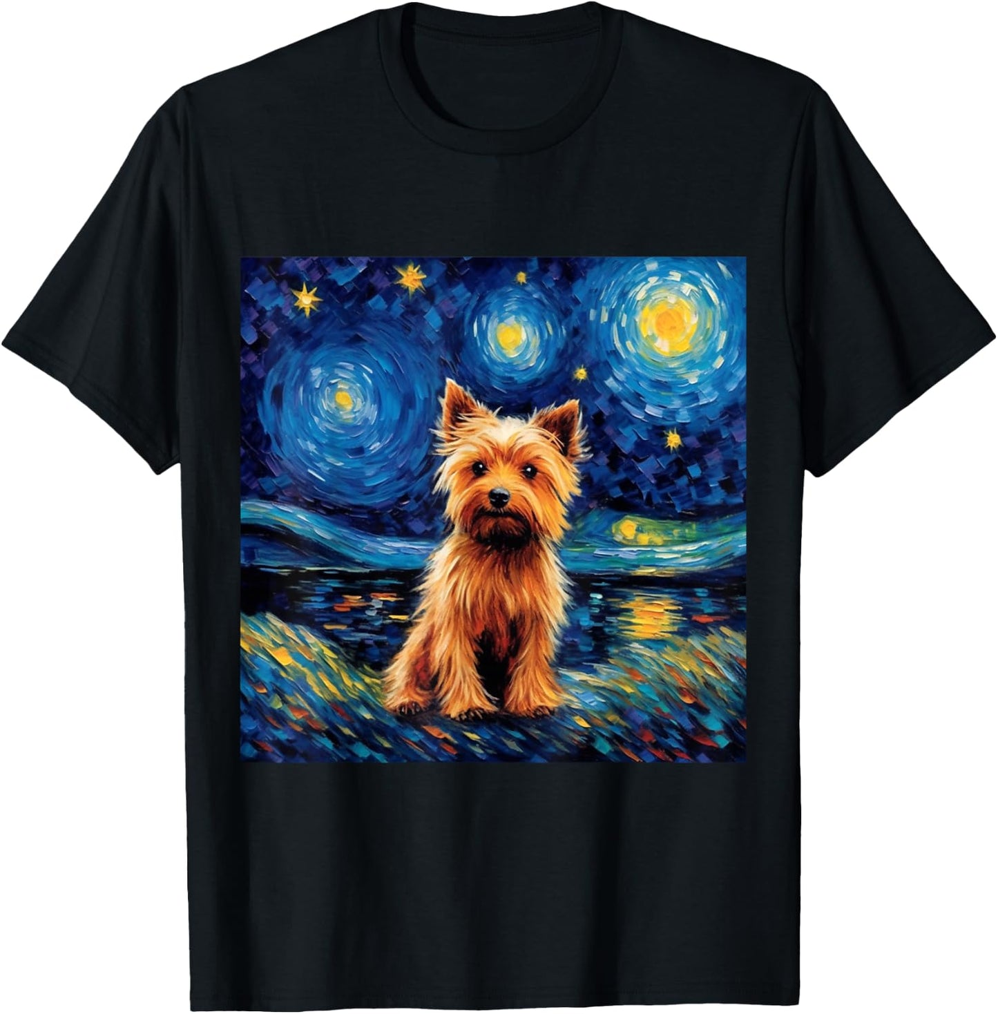 Silky Terrier Starry Night - Silky Terrier T-Shirt - T-Shirt | Black
