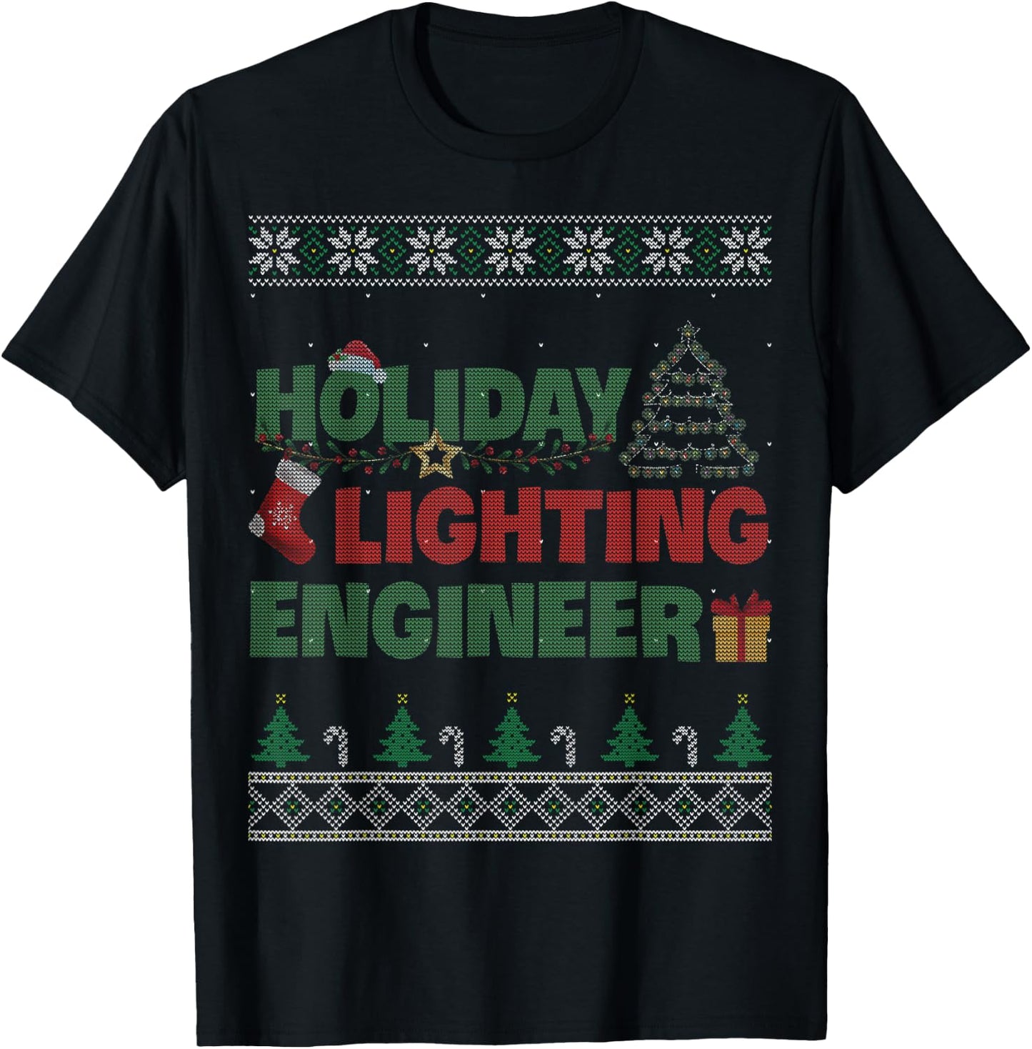 Holiday Lighting Engineer Christmas Light Decorator Gift T-Shirt - T-Shirt | Black