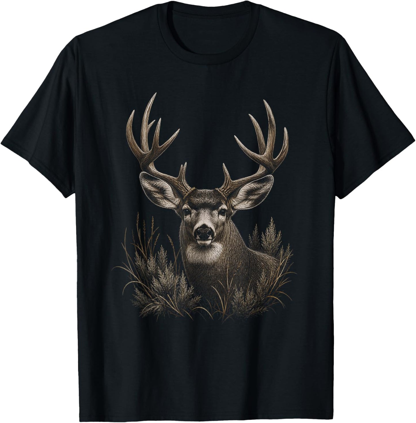 Mule Deer Graphic Artwork Design T-Shirt - T-Shirt | Black