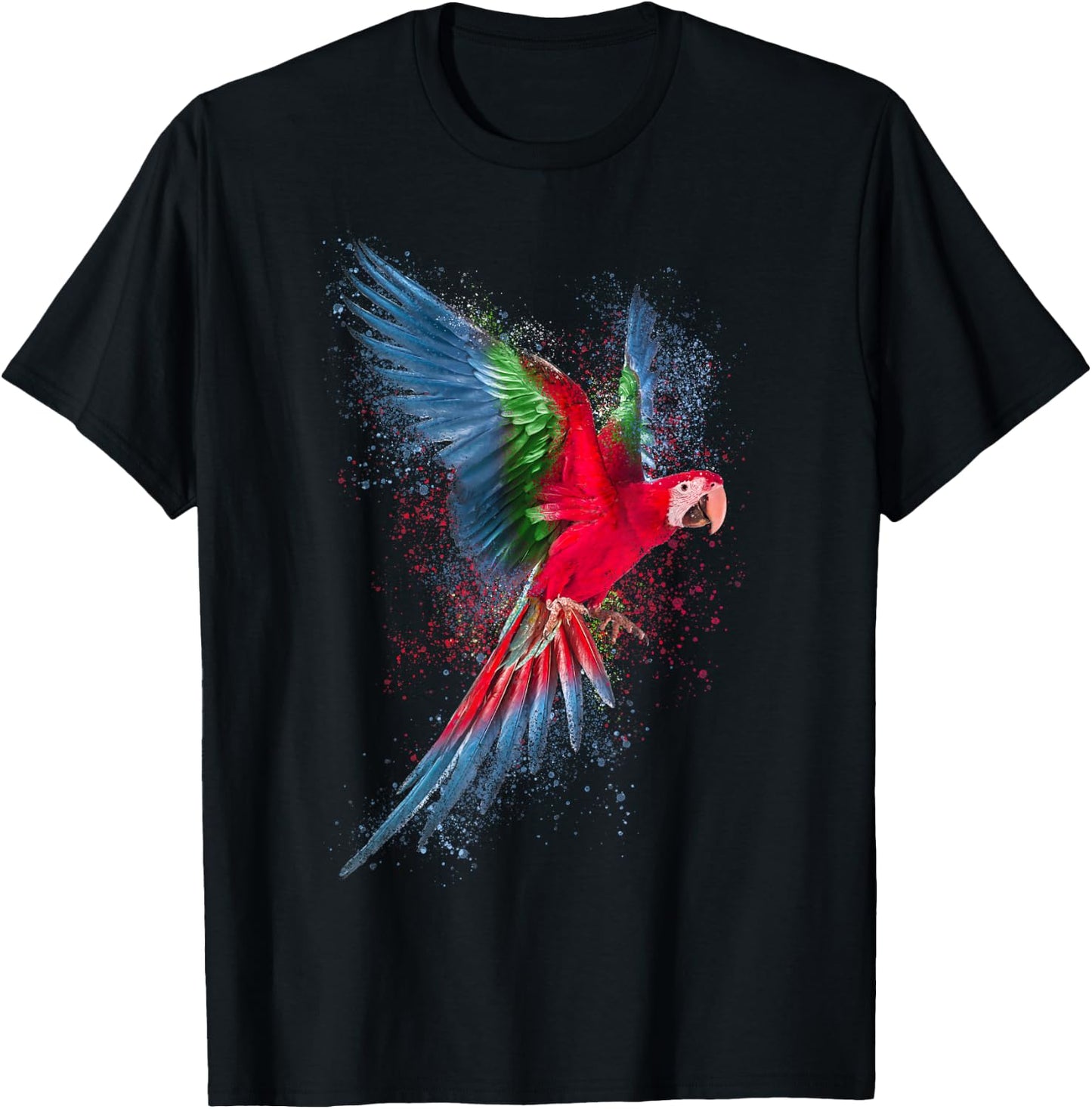 Parrot Colourful Art Animal Design Bird Animal , black T-Shirt - T-Shirt | Black
