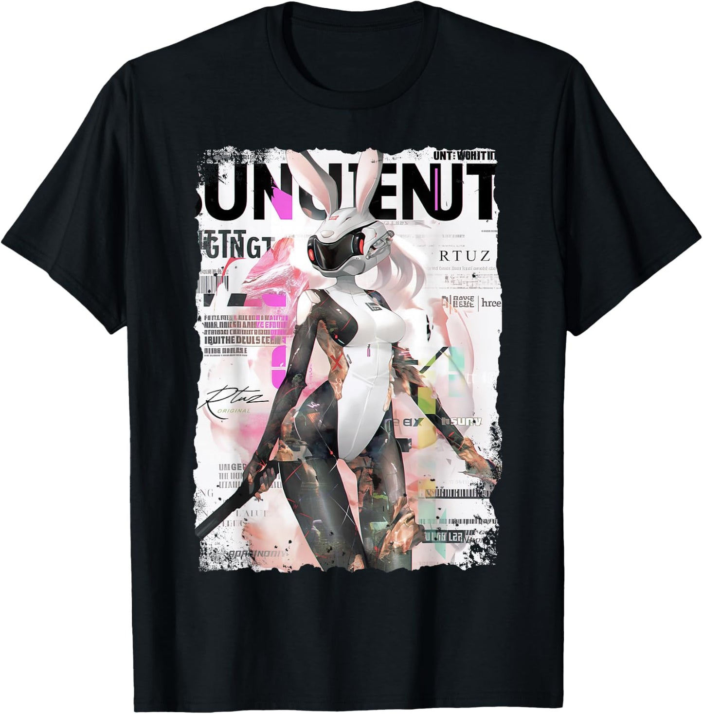 Magazin Cover Vintage Girl Bunny Collage Sexy Model Pin-up T-Shirt - T-Shirt | Black