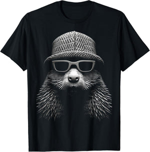 Biber Tier Kunst Portrait Grafik Motiv Biber T-Shirt - T-Shirt | Black