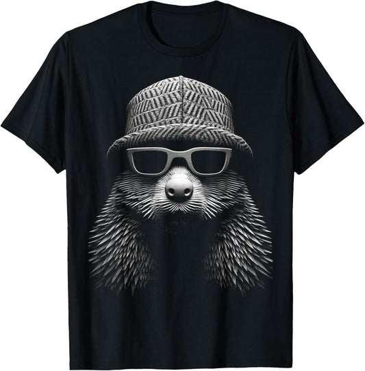 Biber Tier Kunst Portrait Grafik Motiv Biber T-Shirt - T-Shirt | Black