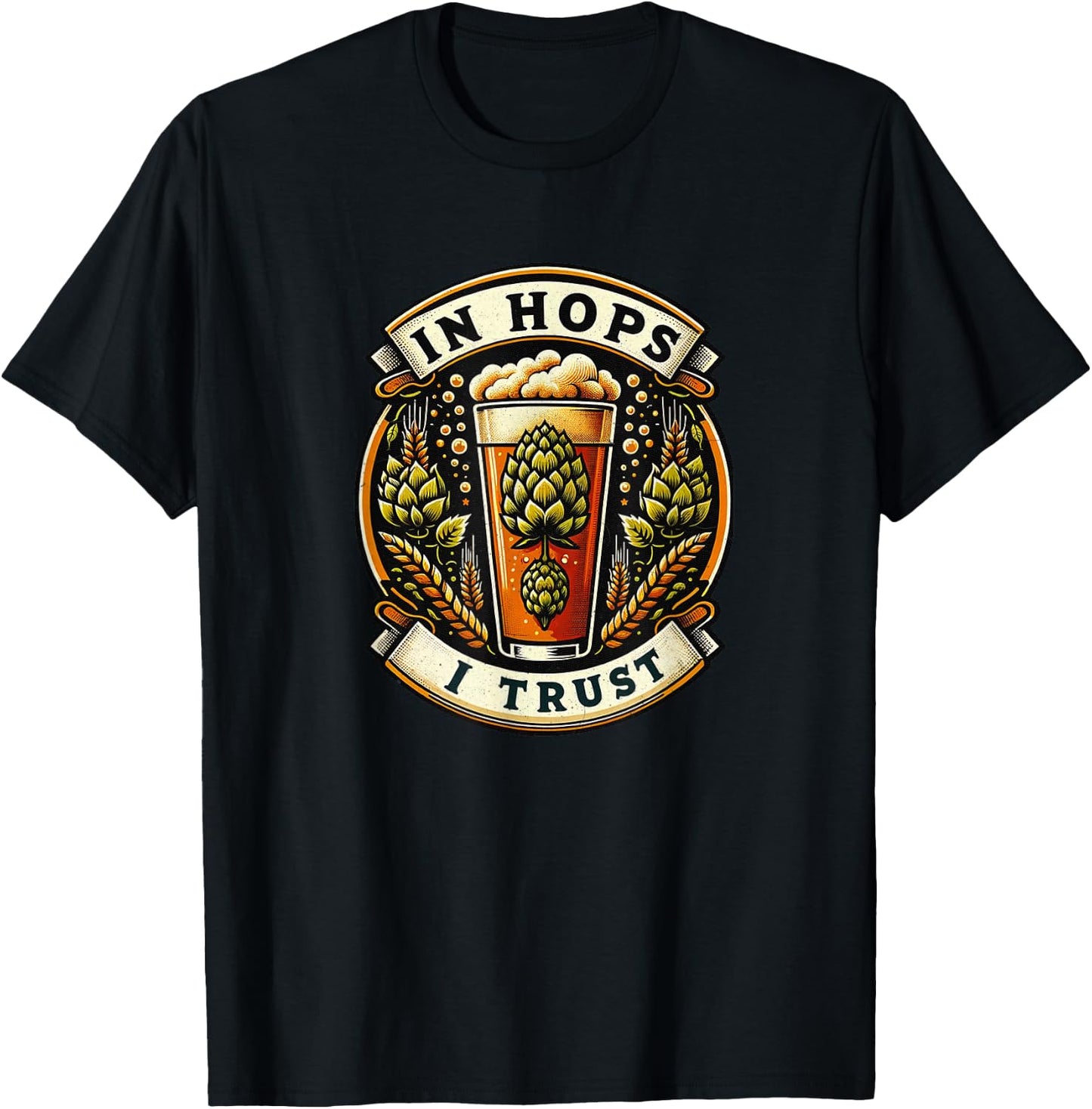 In Hops I Trust - Retro Vintage-Style Beer Connoisseur T-Shirt - T-Shirt | Black