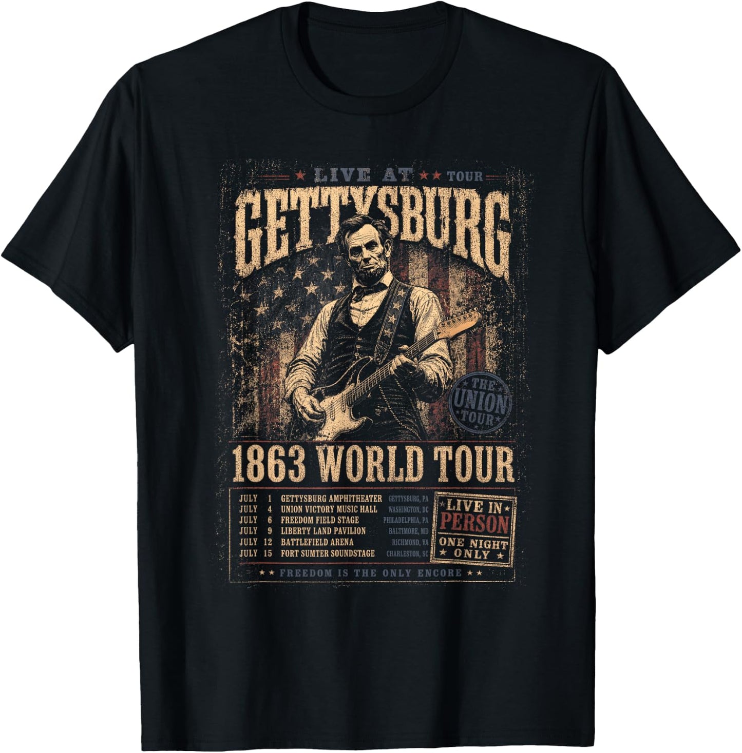 USA 250 Live at Tour Gettysburg the Union Tour 1863 World T-Shirt - T-Shirt | Black
