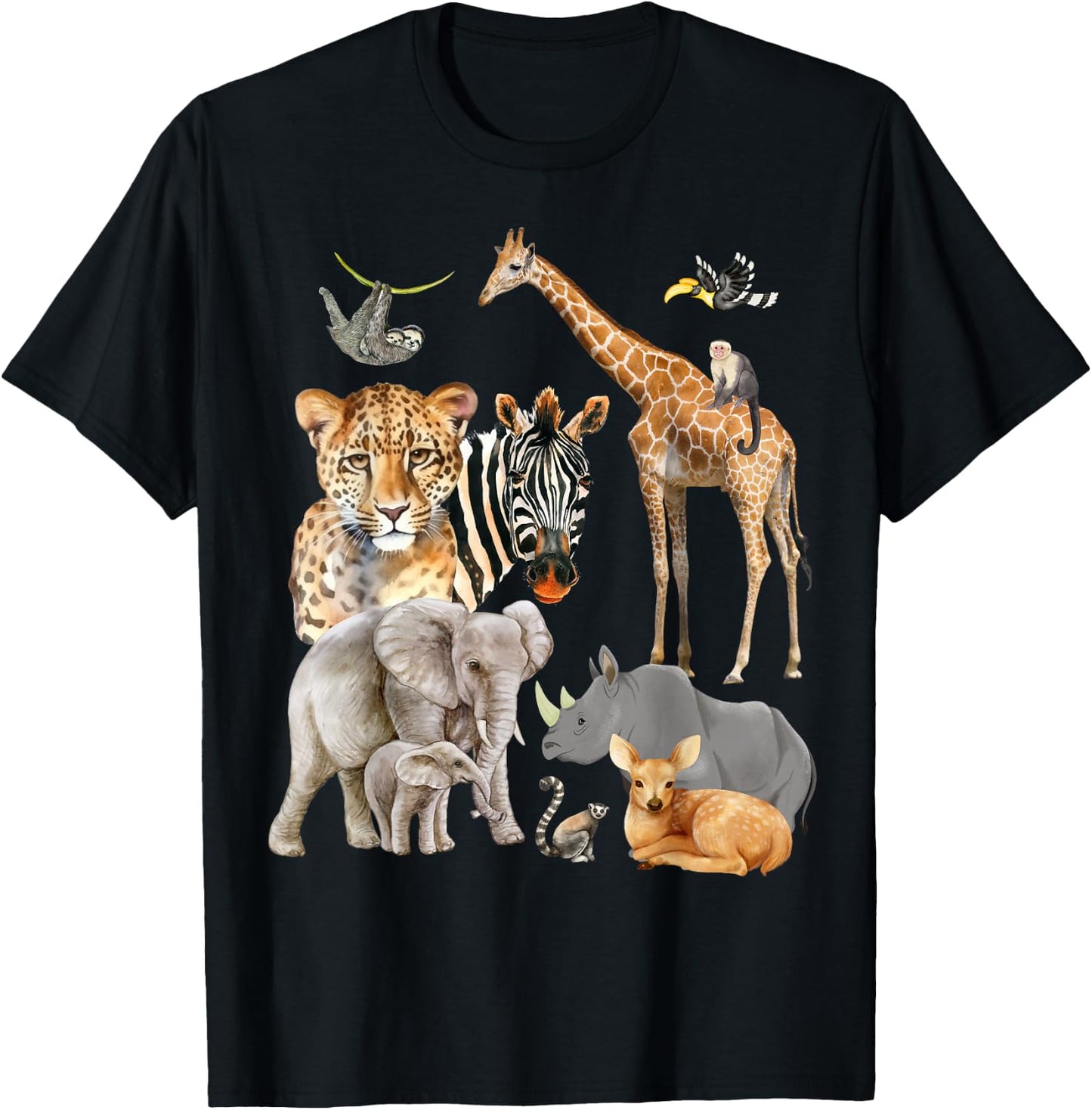 Wildlife Safari Party Animal Design T-Shirt - T-Shirt | Black