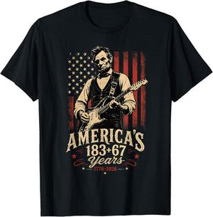 Fourth of July Abraham Lincoln Playing Guitar T-Shirt - T-Shirt | Black