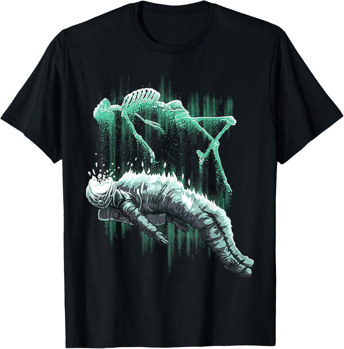 Astral Departure Glow-in-the-Dark Vintage Astronaut T-Shirt - T-Shirt | Black