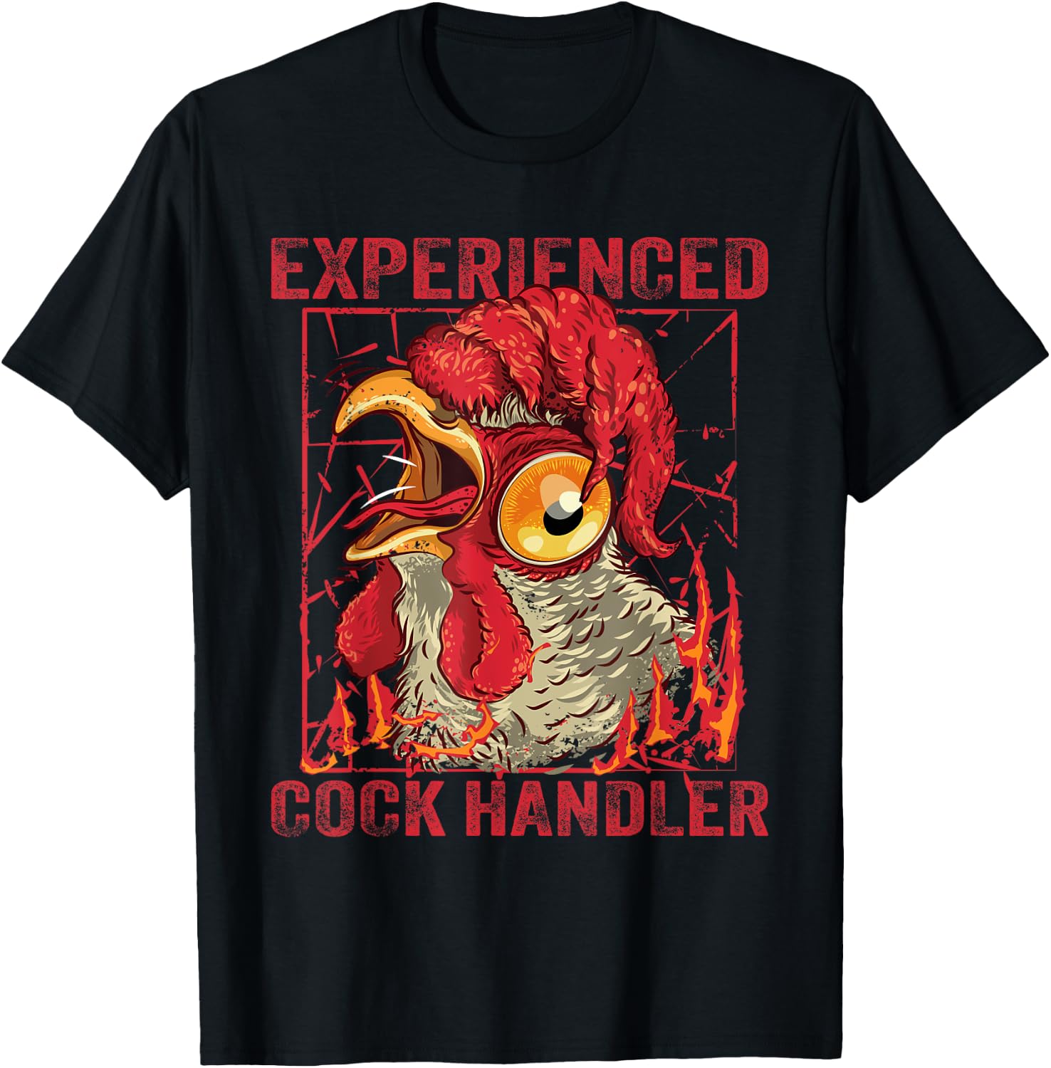 Funny Chicken Experienced Cock Handler T-Shirt - T-Shirt | Black