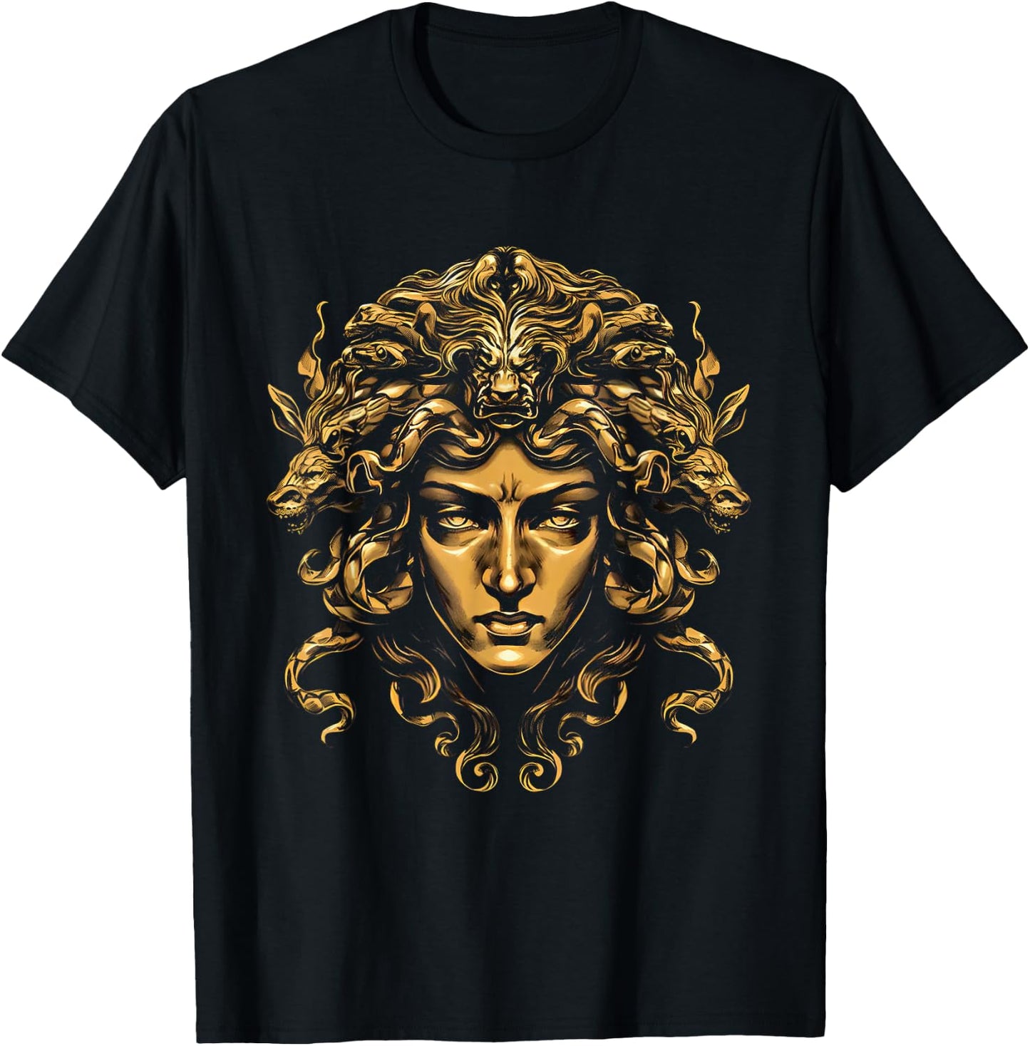 Medusa Head Greek Mythology Ancient Snake Hair T-Shirt - T-Shirt | Black