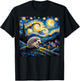 Van Gogh Style Funny Hedgehog Lover Starry Night Painting T-Shirt - T-Shirt | Black