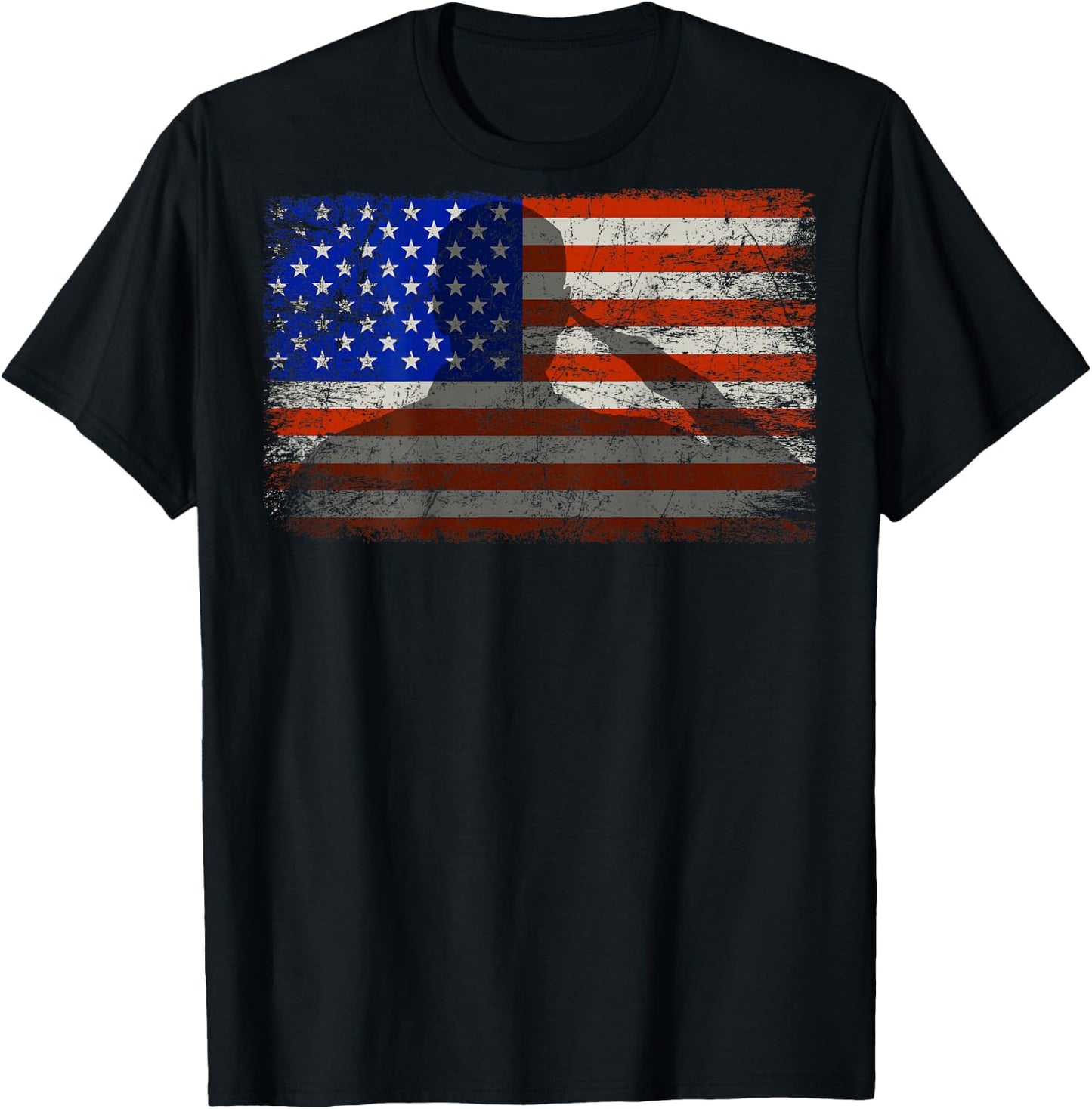 Military Patriotic American Flag Print On Back Kids Men T-Shirt - T-Shirt | Black