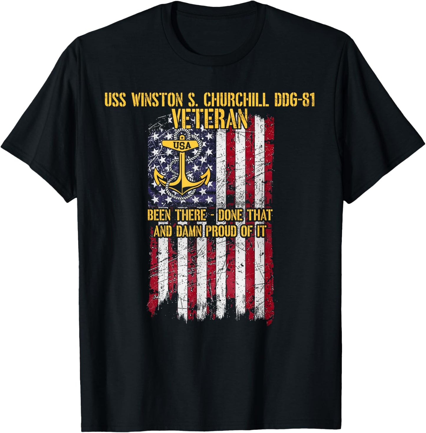 USS Winston S. Churchill DDG-81 Destroyer Veteran T-Shirt - T-Shirt | Black