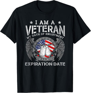 Retro I Am A Veteran My Oath Enlistment Has No Expiration T-Shirt - T-Shirt | Black